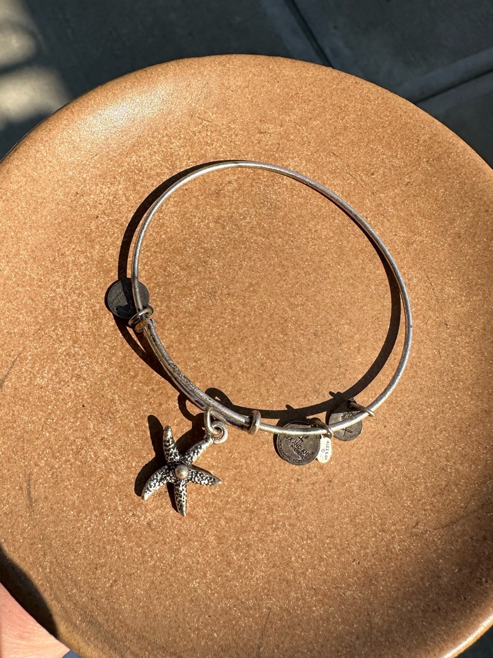 Alex and Ani Silver Starfish Charm Bangle